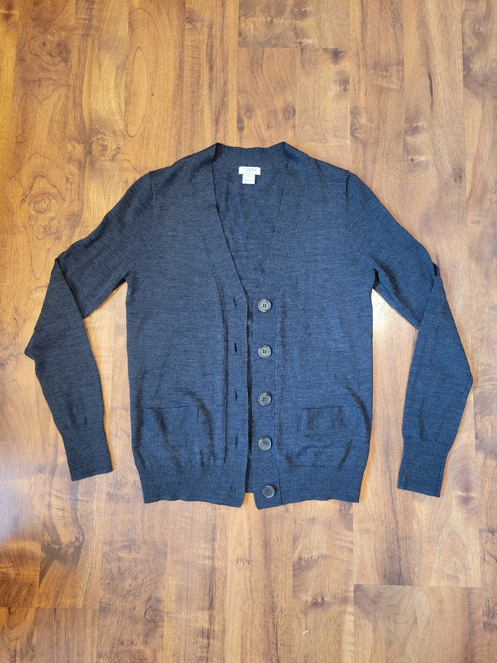 J. Crew Women's Charcoal Button V-Neck Cardigan